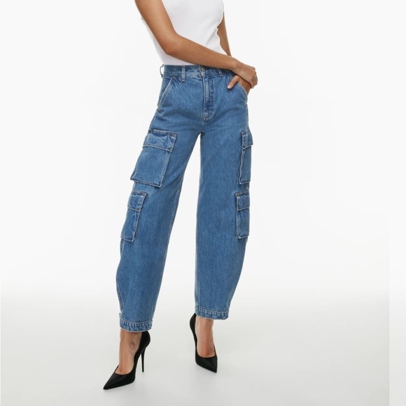 Aritzia 90s Millie Hi-Rise Cargo Jean 5 years kiss and tell bleu barrel 23 NEW - Picture 1 of 8